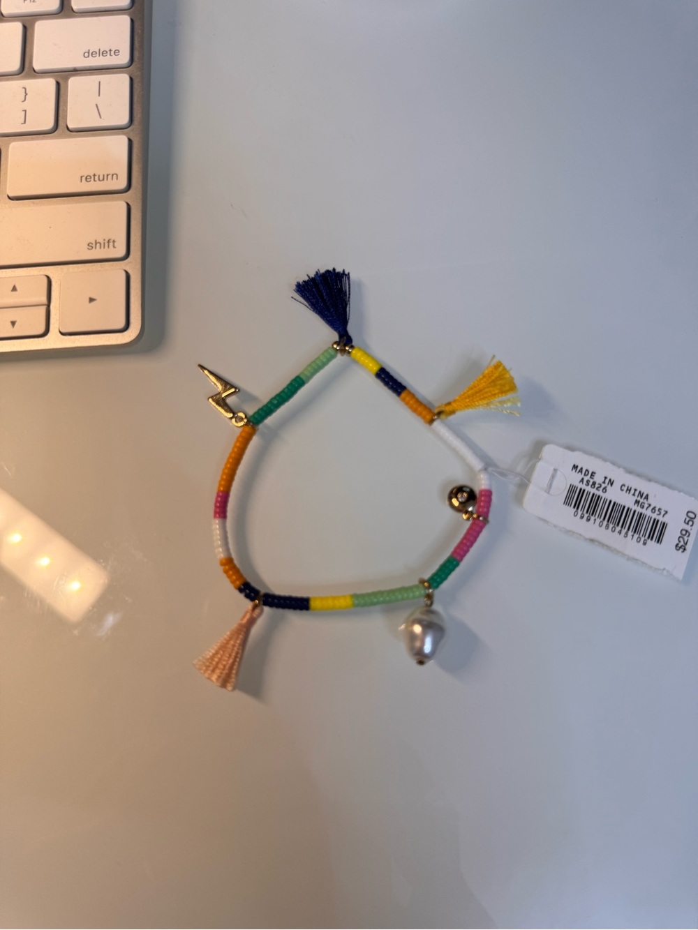Kids Multicolor Beaded Tassel Bracelet with Charm